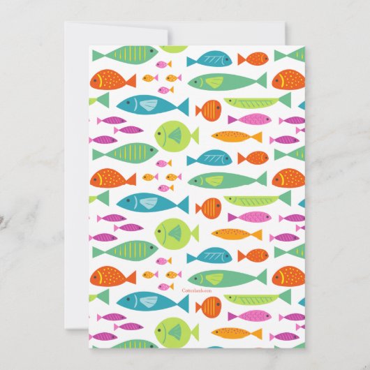 Farbenfrohe Fische Einladung (Rückseite)