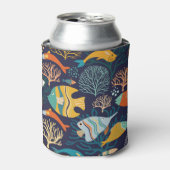 Farbenfrohe Fische: Gewässer Pflanze Muster. Dosenkühler (Kanne Vorderseite)