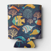 Farbenfrohe Fische: Gewässer Pflanze Muster. Dosenkühler (Rückseite)