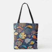 Farbenfrohe Fische: Gewässer Pflanze Muster. Tasche (Rückseite)