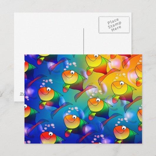 Farbenfrohe Fische Postkarte (Vorne/Hinten)