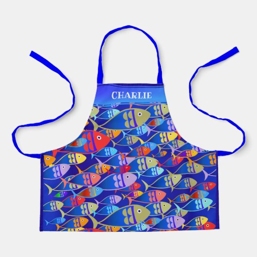 Farbenfrohe Fische Schürze (Vorderseite)