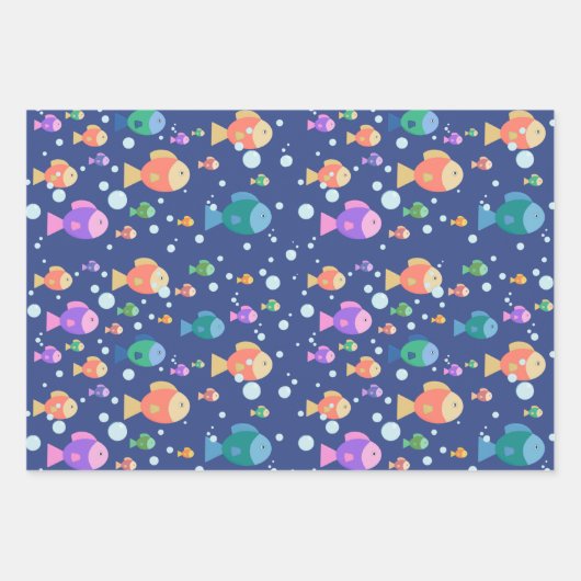 Farbenfrohe Fische unter Wasser Geschenkpapier Set (Vorderseite 3)