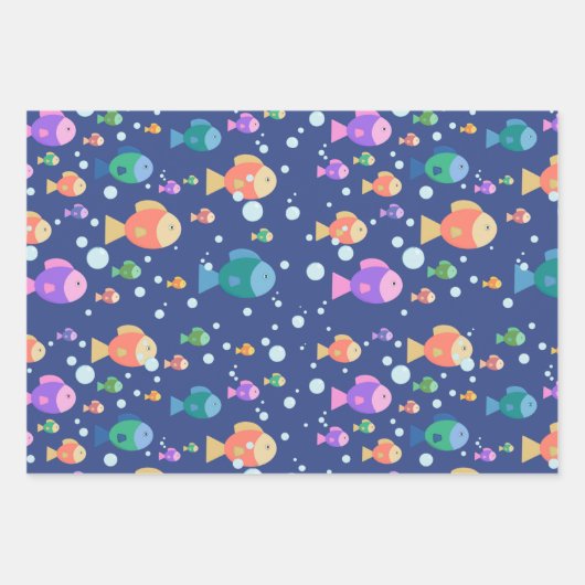 Farbenfrohe Fische unter Wasser Geschenkpapier Set (Vorderseite)
