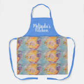 Farbenfrohe Fische Wasserfarbe Blau Frauen Küche S Schürze (Vorderseite)