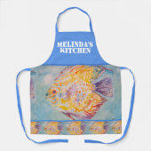 Farbenfrohe Fische Wasserfarbe Blau Frauen Küche S Schürze (Vorderseite)