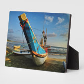 Farbenfrohe Fischerboote am Meer Fotoplatte (Seite)