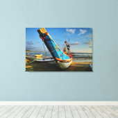 Farbenfrohe Fischerboote am Meer Leinwanddruck (Insitu (Holzboden))