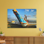 Farbenfrohe Fischerboote am Meer Leinwanddruck (Insitu (Wohnzimmer))
