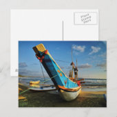 Farbenfrohe Fischerboote am Meer Postkarte (Vorne/Hinten)