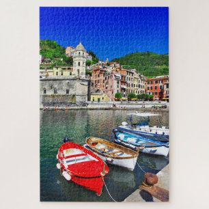 Farbenfrohe Fischerboote Cinque Terre Italien Reis Puzzle