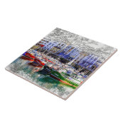 Farbenfrohe Fischerboote in Luarca, Asturien, Span Fliese (Seite)