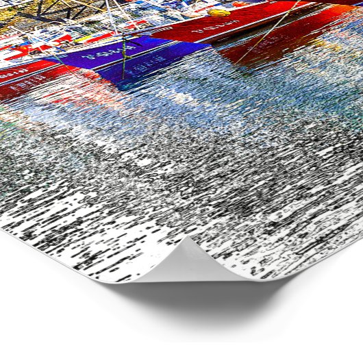 Farbenfrohe Fischerboote in Luarca, Asturien, Span Poster (Ecke)