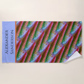 Farbenfrohe Fischfarbe Regenbogenforelle Strandtuch (Vorderseite)