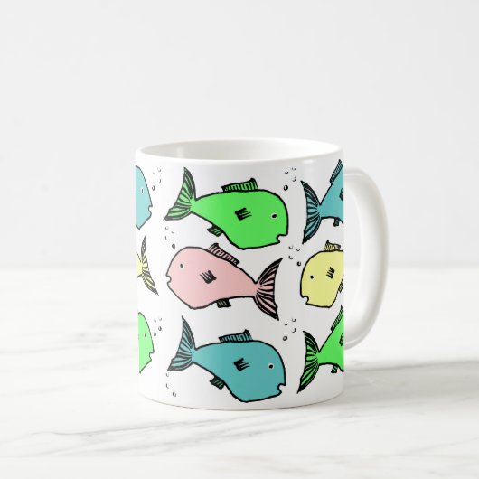 Farbenfrohe Fischgestaltung Kaffeetasse (VorderseiteRechts)