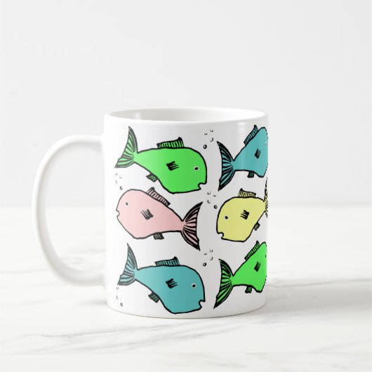 Farbenfrohe Fischgestaltung Kaffeetasse (Links)