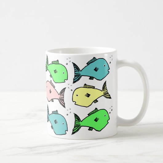 Farbenfrohe Fischgestaltung Kaffeetasse (Rechts)