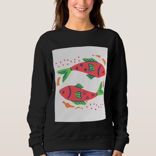 Farbenfrohe Fischkunst Sweatshirt (Vorderseite)