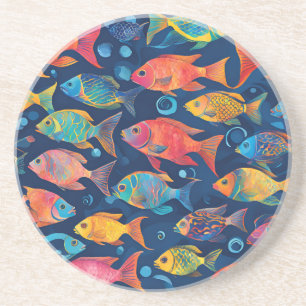 Farbenfrohe Fischküste Getränkeuntersetzer