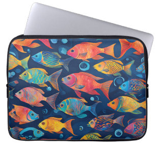 Farbenfrohe Fischküste Laptopschutzhülle