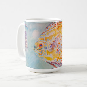 Farbenfrohe Fischmeer-Muster Wasserfarbe Kaffeetasse