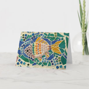 Farbenfrohe Fischmosaikkarte Karte