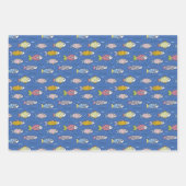 Farbenfrohe Fischmuster Geschenkpapier Set (Vorderseite 3)