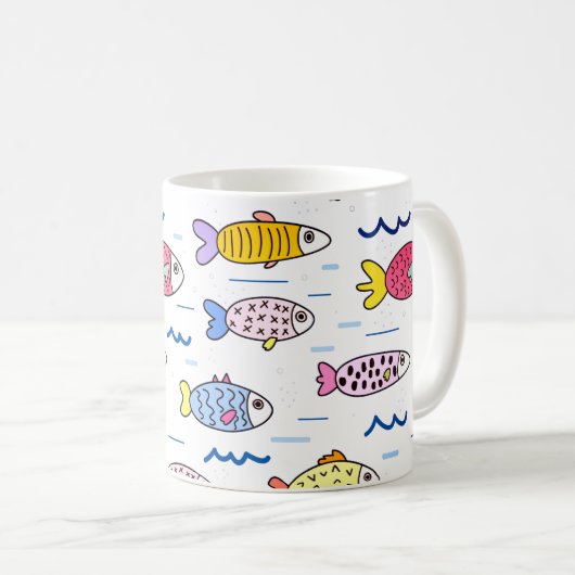Farbenfrohe Fischschule Kaffeetasse (VorderseiteRechts)