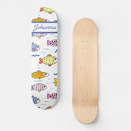 Farbenfrohe Fischschule Skateboard (Vorderseite)