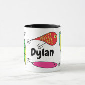 Farbenfrohe Fischschwärme Name Kaffee Tasse (Zentrum)