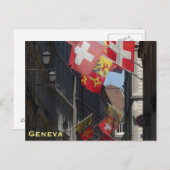 Farbenfrohe Flaggen in Genf, Schweiz Postkarte (Vorne/Hinten)