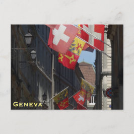 Farbenfrohe Flaggen in Genf, Schweiz Postkarte