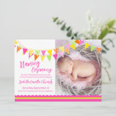 Farbenfrohe Flaggen Mädchen Namen einladen Einladung (Stehend Vorderseite)