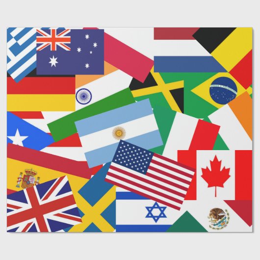 Farbenfrohe Flaggen rund um das Geschenk der Welt Geschenkpapier (Flach)