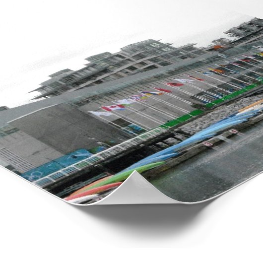 Farbenfrohe Flaggen und Kanus Poster (Ecke)