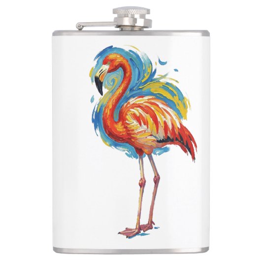 Farbenfrohe Flamingo-Abstrakt-Pinselstrich-Vogel-K Flachmann (Vorderseite)