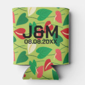 Farbenfrohe Flamingo-Blume Dosenkühler (Rückseite)