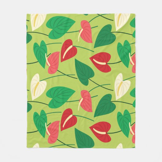 Farbenfrohe Flamingo-Blume Fleecedecke (Vorderseite)