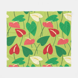 Farbenfrohe Flamingo-Blume Fleecedecke