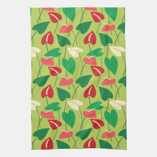 Farbenfrohe Flamingo-Blume Geschirrtuch (Vertikal)