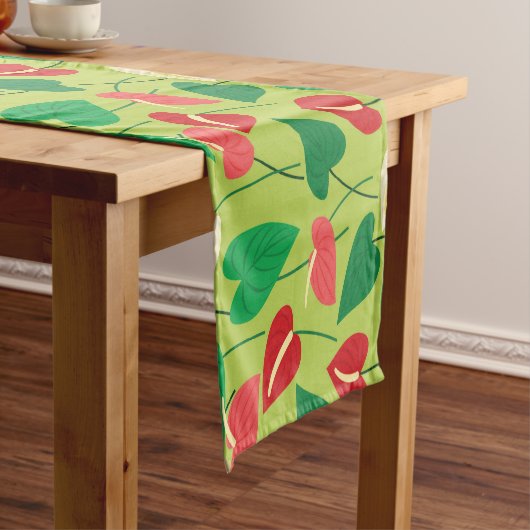Farbenfrohe Flamingo-Blume Muster kurze Tafel rund Kurzer Tischläufer (Beispiel)
