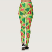 Farbenfrohe Flamingo-Blume Muster Leggings (Rückseite)