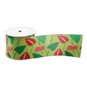Farbenfrohe Flamingo-Blume Muster Satinband (Spule)