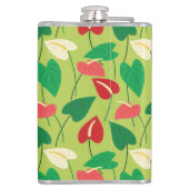 Farbenfrohe Flamingo-Blume Mustersäulenkerne Flachmann (Rückseite)