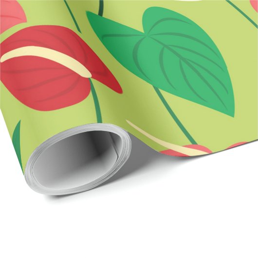 Farbenfrohe Flamingo-Blume-Musterverpackungspapier Geschenkpapier (Rolleneckpunkt)