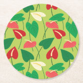 Farbenfrohe Flamingo-Blume Runder Pappuntersetzer (Vorderseite)