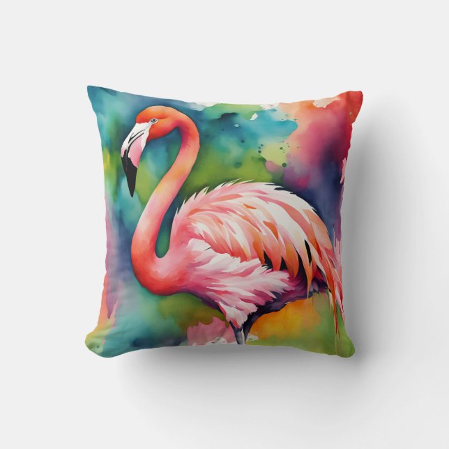 Farbenfrohe Flamingo Kissen (Vorderseite)