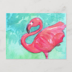 Farbenfrohe Flamingo-Malerkarte Postkarte