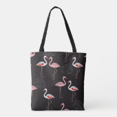 Farbenfrohe Flamingo Muster auf schwarzem Hintergr Tasche (Rückseite)