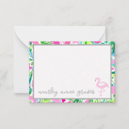 Farbenfrohe Flamingo Personalisierte Mitteilungska Mitteilungskarte